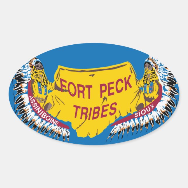 Fort Peck Assiniboine Flag Pegatina (Anverso)