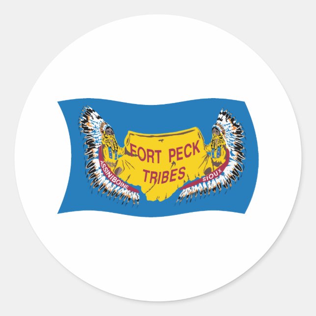 Fort Peck Assiniboine Flag Pegatina (Anverso)