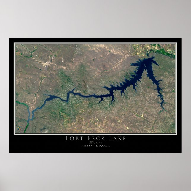 Fort Peck Lake Montana desde el arte espacial por  (Frente)