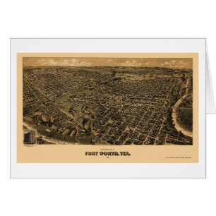 Fort Worth, mapa panorámico de TX - 1891