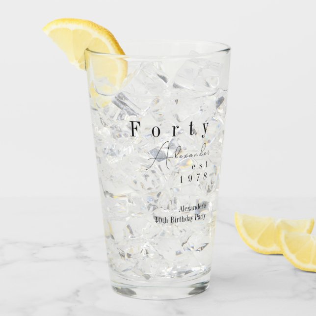 Forty Minimal 40th Birthday Party Favor (Anverso (hielo))