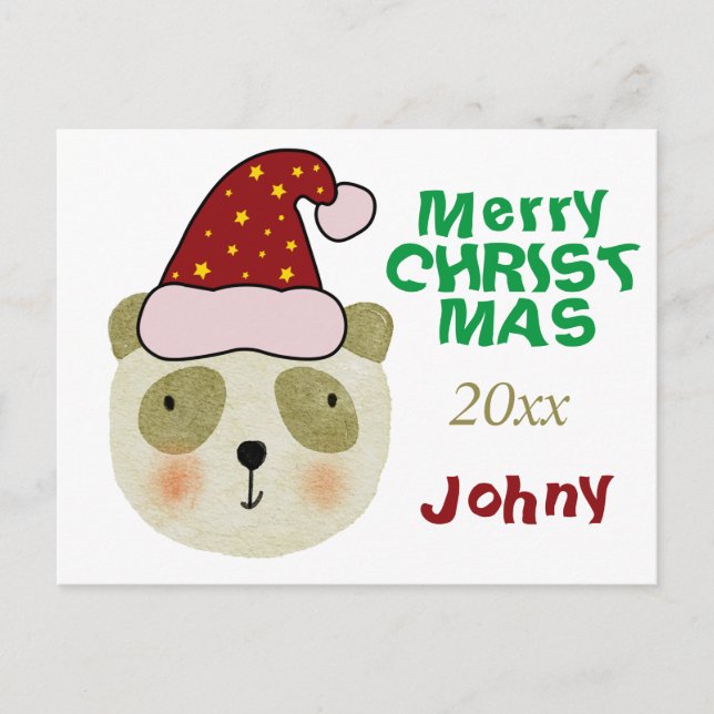 Fosa personalizada de Feliz Navidad Panda con gorr (Anverso)