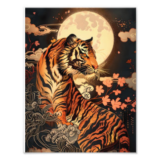 Foto 満月と虎、夜の静けさ/Full moon and tiger, stillness of night