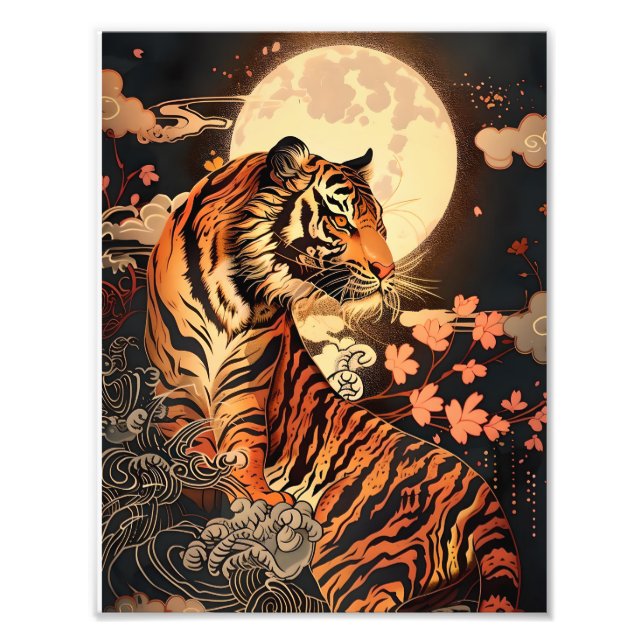 Foto 満月と虎、夜の静けさ／Full moon and tiger, stillness of night (Frente)