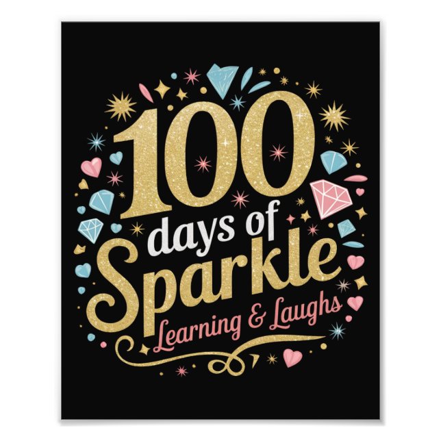 Foto 100 días de aprendizaje de destellos escolares y r (Frente)