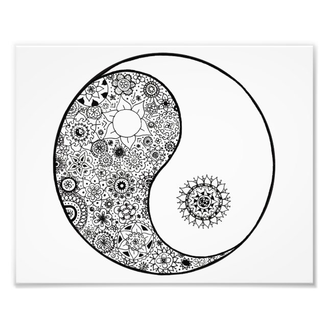 Foto 10x8 Hermosa mano Ilustrada Yin Yang Art (Frente)