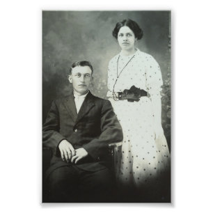 Foto 1914 Mr & Mrs Hill RPPC B&W Photo Couple PRINT