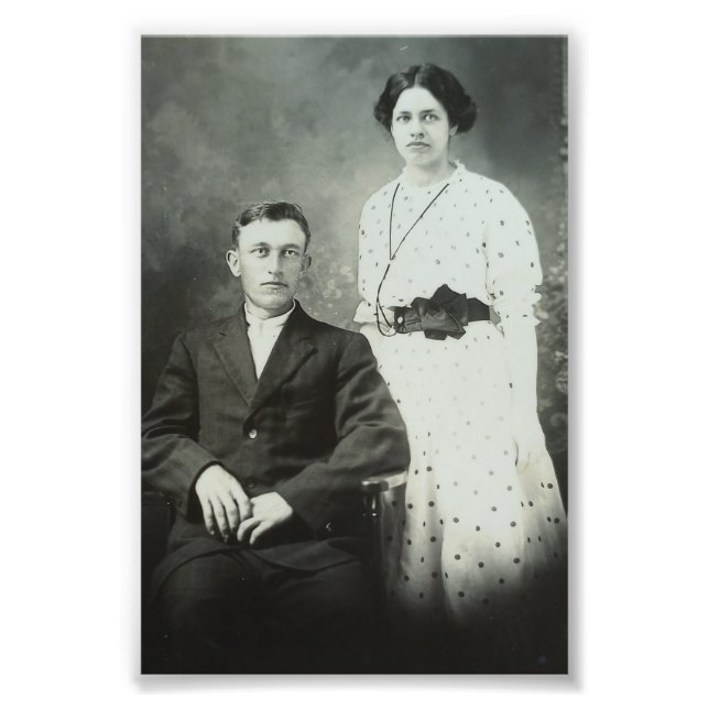 Foto 1914 Mr & Mrs Hill RPPC B&W Photo Couple PRINT (Frente)