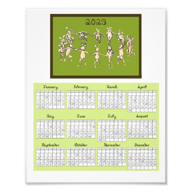 Foto 2023 Calendario Fabric Font Rabbits Dancing Photo  (Frente)