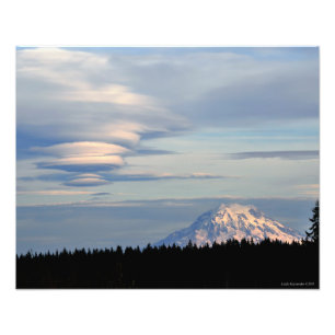 Foto 20X16 el Monte Rainier con las nubes lenticulares