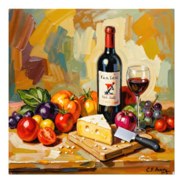 Foto 27,03" x 27,03" Queso Frutas Vino