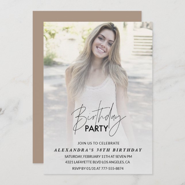 Foto 38ª invitación de cumpleaños Fiesta de cumple (Anverso / Reverso)