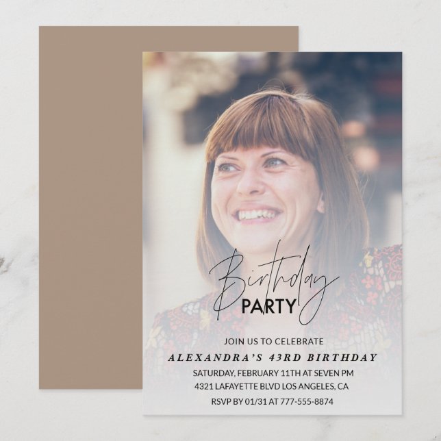 Foto 43.ª invitación de cumpleaños Fiesta de cumpl (Anverso / Reverso)