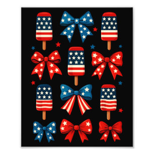 Foto 4 De Julio Cute Popsicle Coquette Bow Patriótico