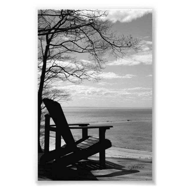 Foto 4"x6", B&W Beach Scene con silla Adirondack (Frente)
