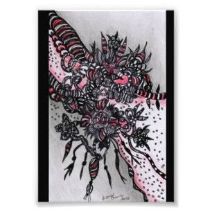 Foto 4x6 ACEO. Impresión del arte. Rojo y negro