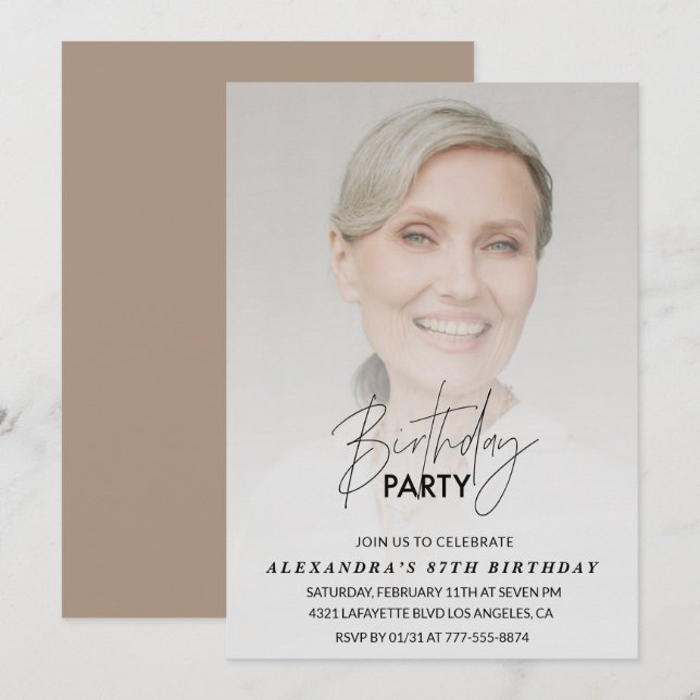 Foto 87ª invitación de cumpleaños Fiesta de cumple (Anverso / Reverso)