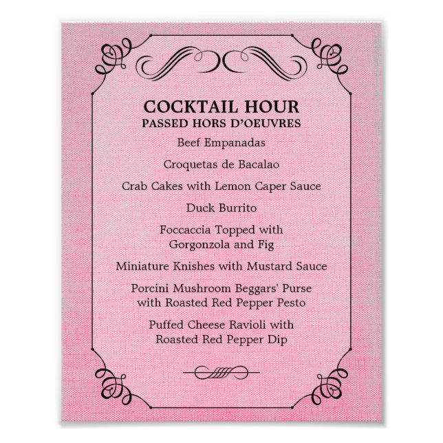 Foto 8 x 10 Menú de tabla de línea de época para encuad (Frente)