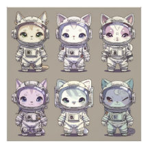 9 Chibi Astronautas Gatitos Tripulación Espacial