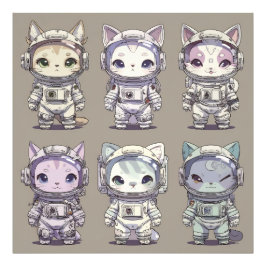 Foto 9 Chibi Astronautas Gatitos Tripulación Espacial