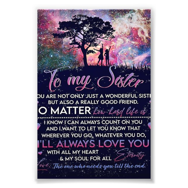 Foto A mi hermana dama regalo de Chica, hermana regalo  (Frente)