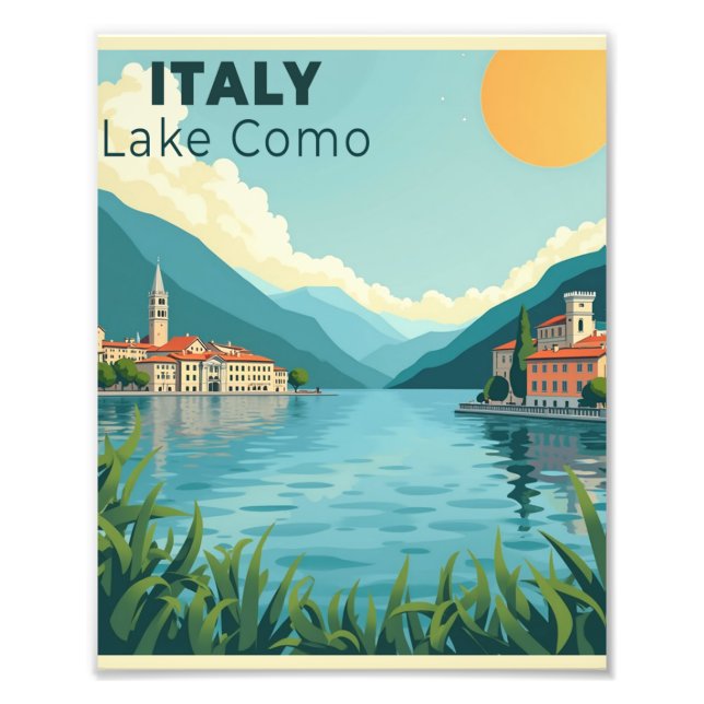 Foto A Nostalgic Classic Travel Poster – Italy Lake Com (Frente)