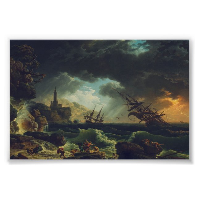 Foto A Shipwreck in Stormy Seas by Claude-Joseph Vernet (Frente)