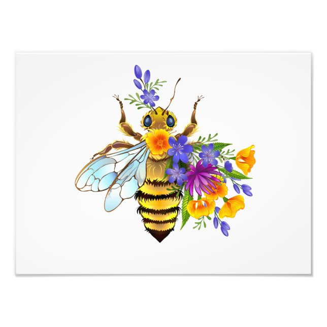 Foto Abeja de flor con plantas silvestres (Frente)