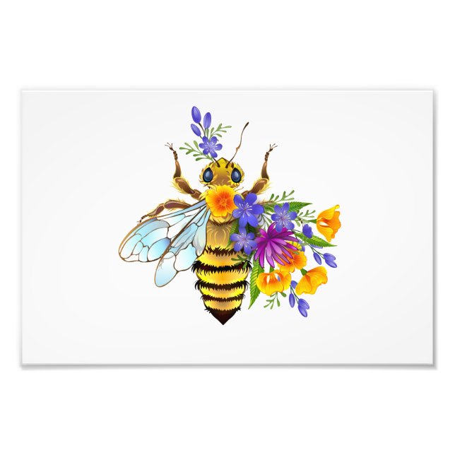 Foto Abeja de flor con plantas silvestres (Frente)