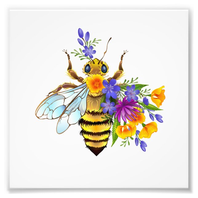 Foto Abeja de flor con plantas silvestres (Frente)