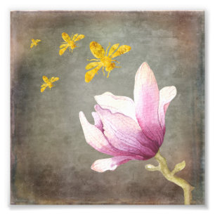 Foto Abejas de la flor y del oro de la acuarela
