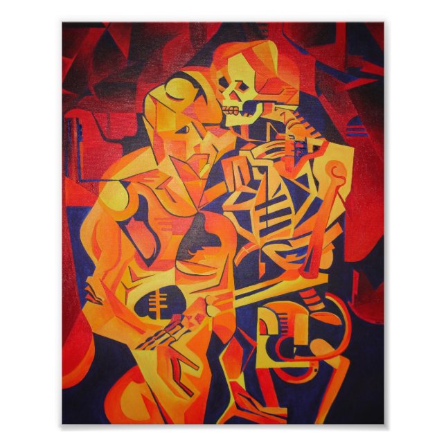 Foto Abrazando el arte geométrico colorido de la muerte (Frente)