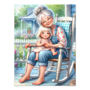 Foto Abrazo de abuela y nieta en el porche