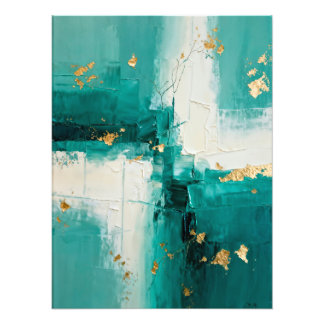 Foto Abstract Teal and Gold Painting