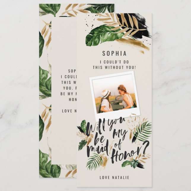 Foto abstracta tropical de dama de honor (Anverso / Reverso)