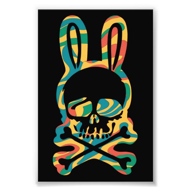 Foto Abundancia de Pascua Retro Tie Dye Bunny Skull Cro (Frente)