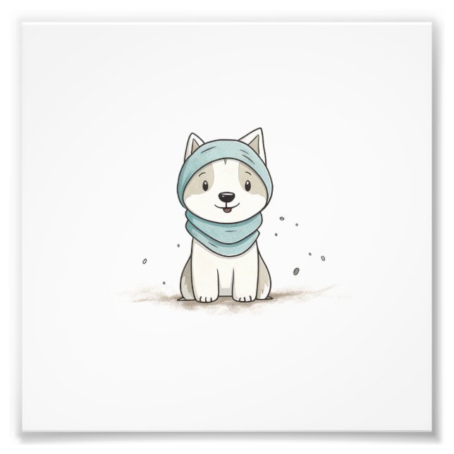 Foto Acogedor Ilustracion Husky - Cachorro adorable en  (Frente)