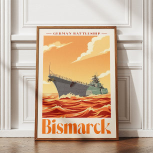 Foto Acorazado alemán Bismarck - Póster Naval Antiguo