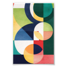 Acuarela Bauhaus - Poster verde geométrico