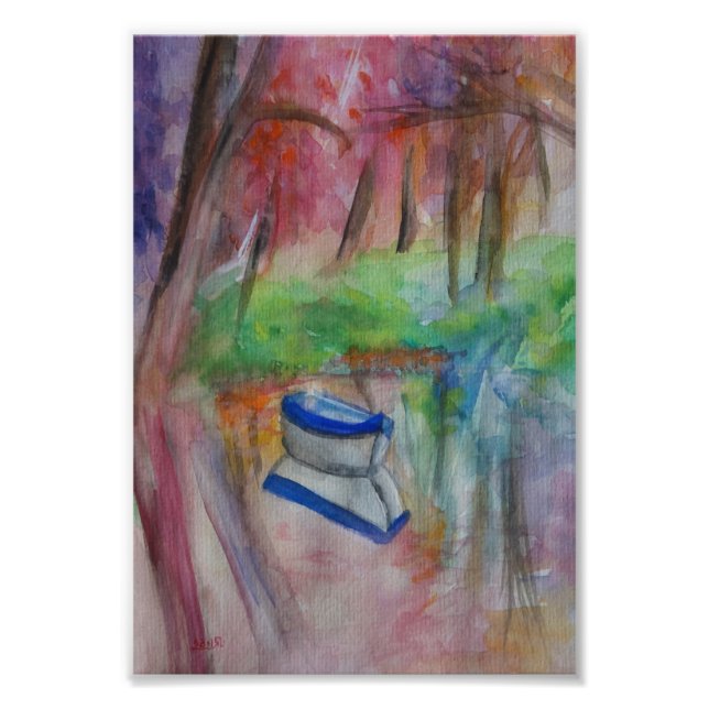 Foto acuarela de barco Art Romántico Imprimir en papel  (Frente)