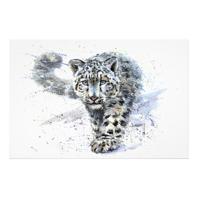 Foto Acuarela De Leopardo De Nieve (Frente)