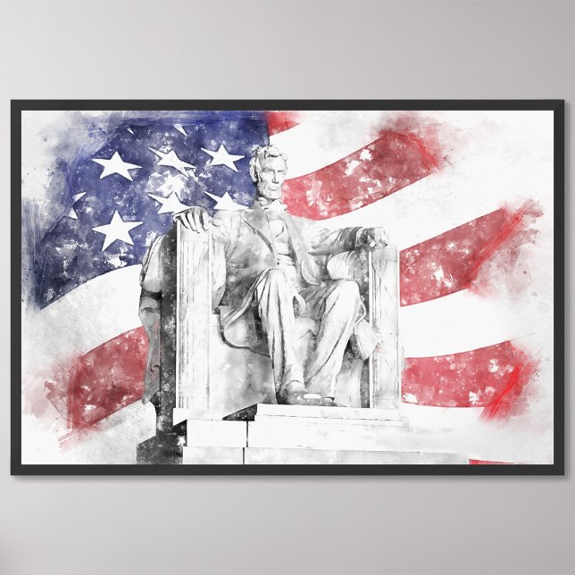 Foto Acuarela de Lincoln Memorial Bandera estadounidens (Subido por el creador)