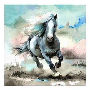 Foto Acuarela de majestuoso caballo de tiro 