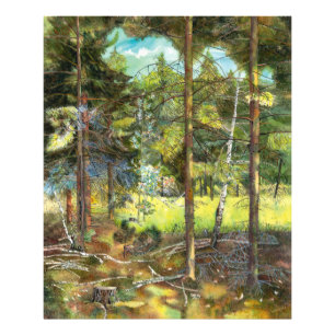 Foto acuarela de pintura de bosques de pino