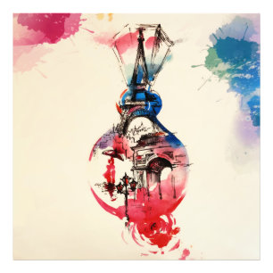 Foto Acuarela del amor del viaje de la torre Eiffel de