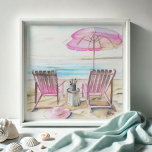 Foto Acuarela por la línea costera 2<br><div class="desc">Presentando mi última pintura acuarela, By the Shoreline - Versión 2. Este tranquilo escenario de playa cuenta con dos tumbonas de madera bajo una sombrilla, que invitan a relajarse junto al océano. Pintada en suaves tonos rosa y azul, esta pieza captura la esencia del arte playero y evoca un ambiente...</div>