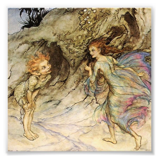 Foto Acuarela "Puck and a Fairy" de Arthur Rackham (Frente)