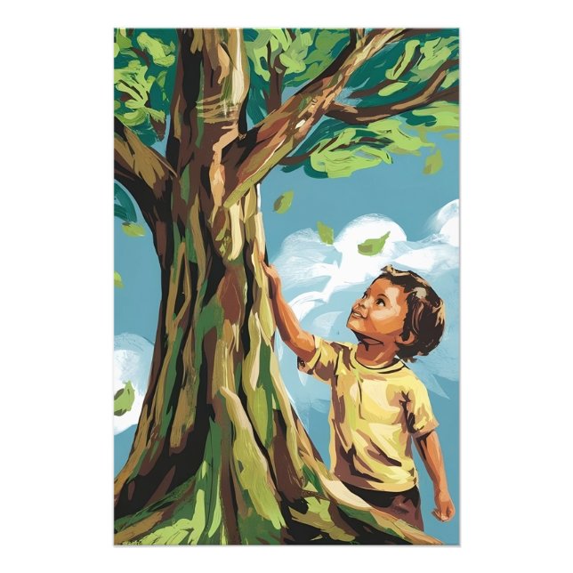 Foto Admiración de Niño: Póster de Árbol Moderno Vibran (Frente)