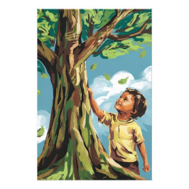 Foto Admiración de Niño: Poster Vibrante del Árbol Mode