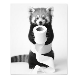Foto Adorable Panda Rojo Sosteniendo Papel Higiénico Mi